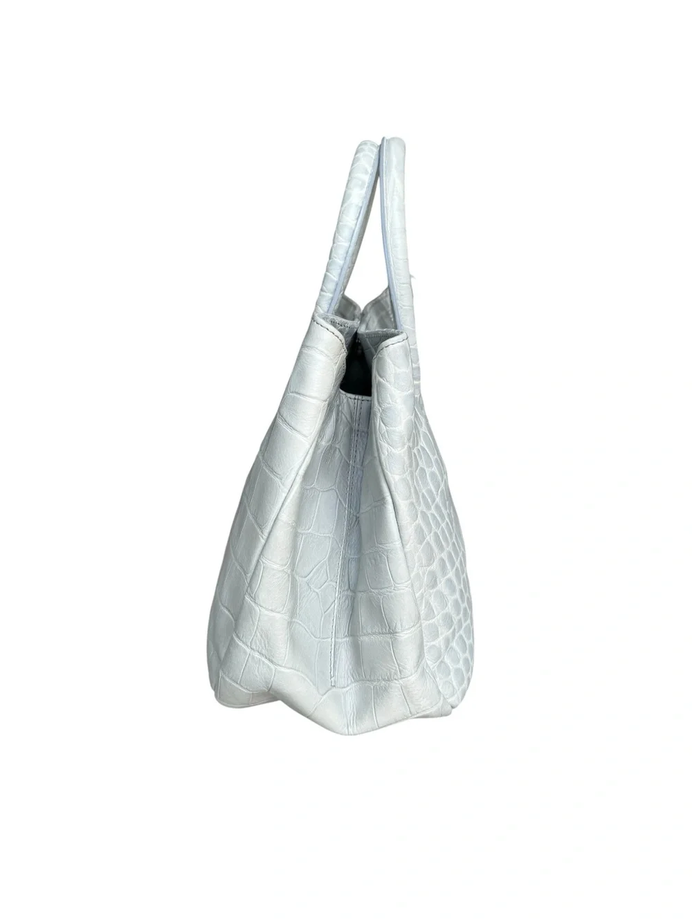 🆕 Furla Crocodile Embossed Leather Tote Bag Light Blue
